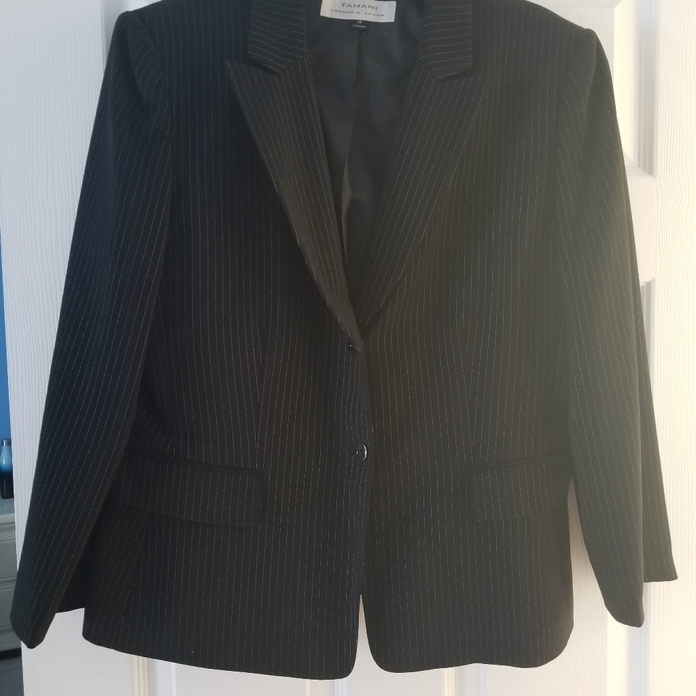 Business Tahari pinstripe black jacket